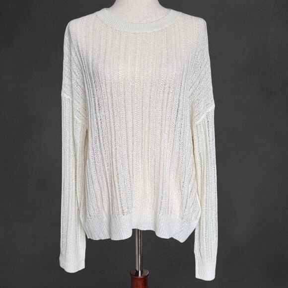 Double Zero Jackets & Blazers - NWT - Double Zero Cream Open Knit Lightweight Sweater, Women’s M